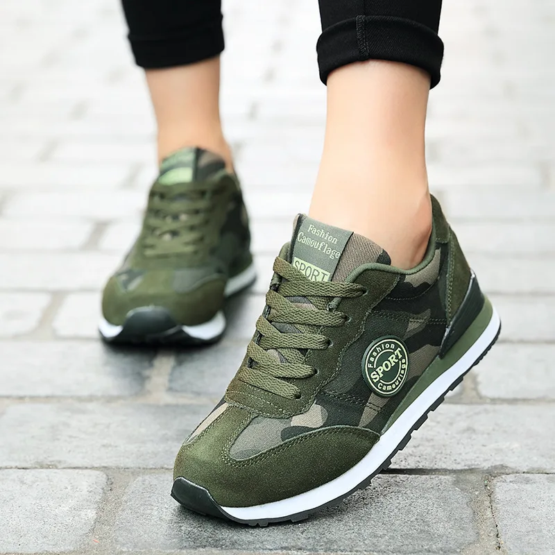 

Women's Vulcanize Shoes Women Sneakers Lace Up Canvas Shoes 2021 New Breathable Army Green Camouflage Women Shoes Woman Trainers