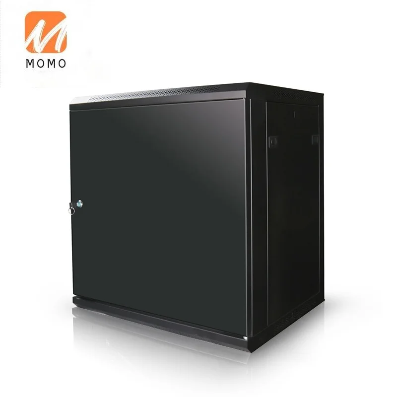 

supplier customize size black glass door have fan19 inch server rack wall mount cabinet used network data center