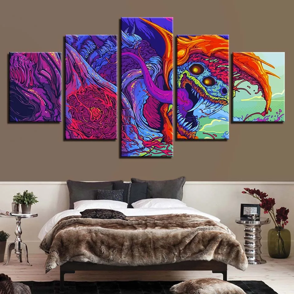 

Anime Giant Dragon Modular Canvas HD Prints Posters Home Decor Wall Art Pictures 5 Pieces Art Paintings No Frame