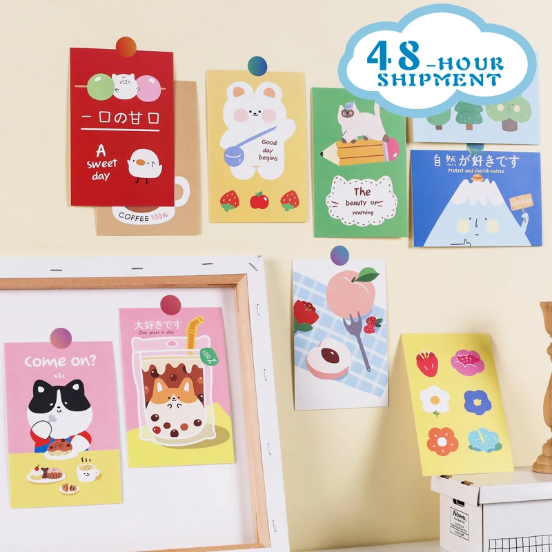 

W&G 15 Sheets Cute Ins Nordic Decorative Cards Poster Wall Diy Room Wall Sticker Colour Printing Postcard Wall Stickers Mural