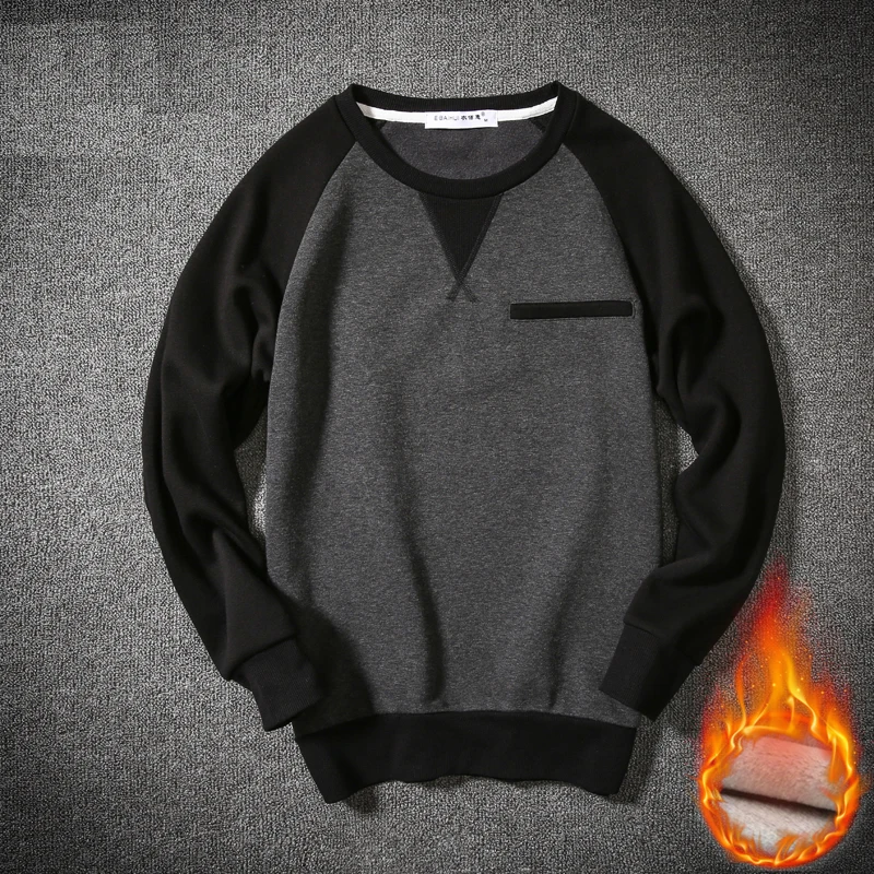 E-BAIHUI men autumn warm sweatshirts with pocket casual fashion cotton fleece Thicken hoodies long sleeve man JR007 | Мужская одежда