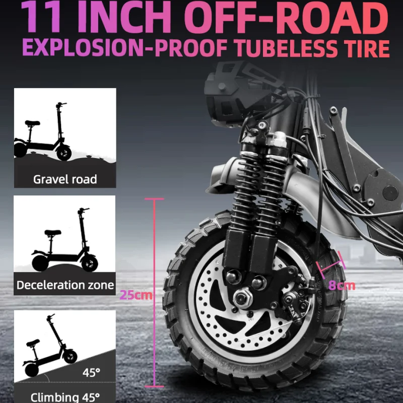 

JS High Power Electric Scooter Foldable for Adults Hoverboard E-Scooter Max Speed 60KM/H 10inch Tire 2 Wheels with Battery