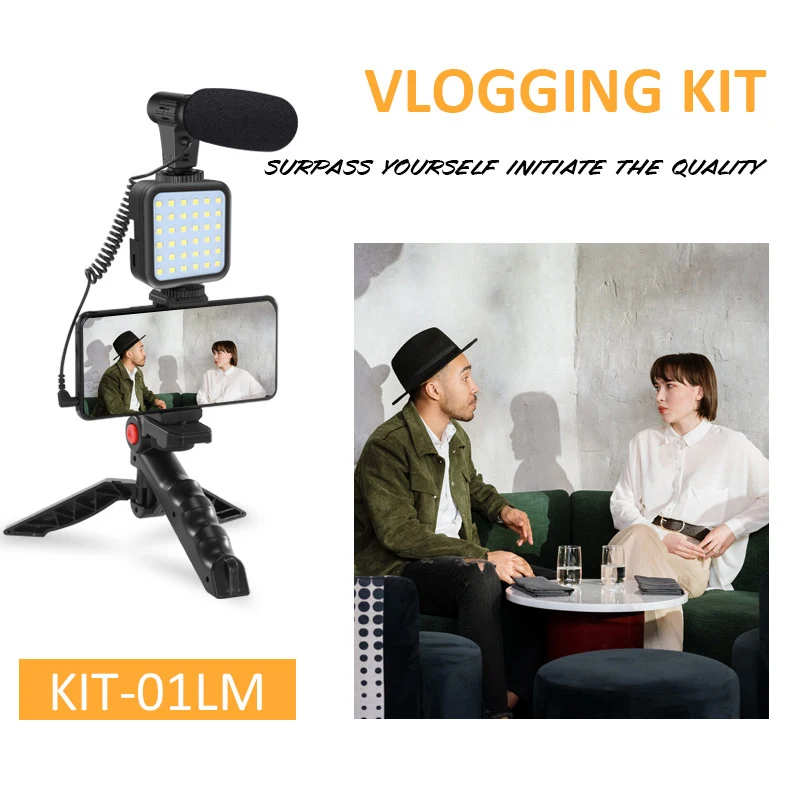 Комплект для видеозаписи смартфона, светодиодная лампа для камеры со штативом и держателем телефона, оборудование для видеозаписи для внутреннего и наружного светильник, штатив