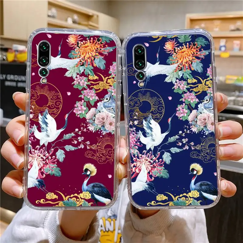

Japanese Chinese Crane Phone Case For Xiaomi Redmi Note 7 7A 8 8T 9 9A 9S 1 K3 Pro Ultra Transparent Phone Case