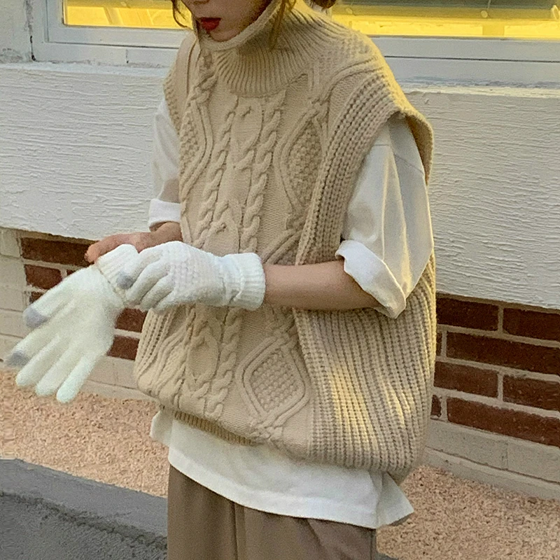 Новинка 2021 Женская демисезонная водолазка без рукавов короткий свитер жакет