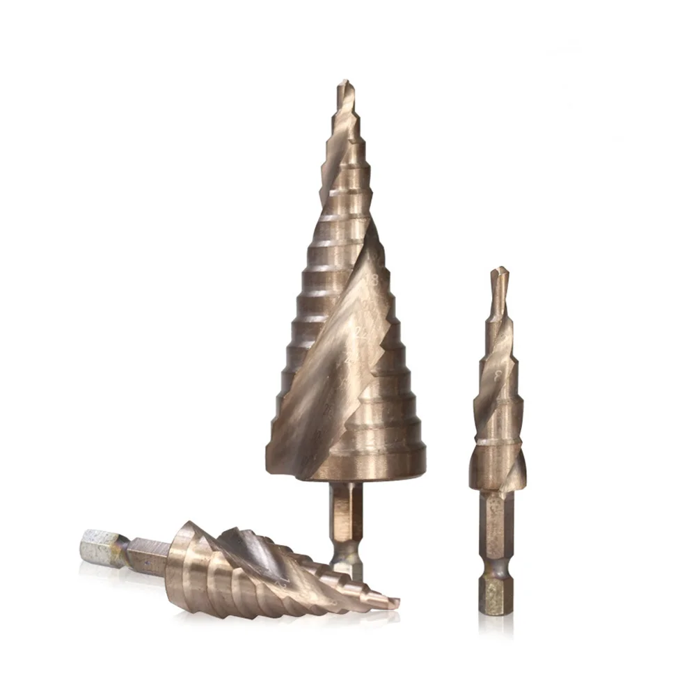

3PCS 4-12 / 20 mm Drill Bit HSS Spiral Groove Center Solid Carbide Drill P6M5 Super Blue Nano Coating Step Cone Drill Bit