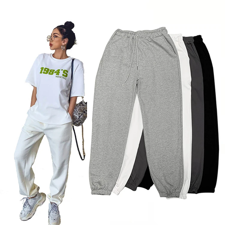 

Women High Waist Casual Oversized Removeable Drawstring Sweatpants Loungewear 280g Cotton Terry Joggers Sweat Pants With Pocket