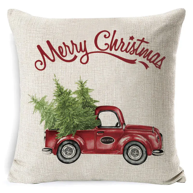 

2Pcs Christmas Cushion Cover 45*45 Pillowcase Sofa Cushions Pillow Cases Cotton Linen Pillow Covers Home Decor