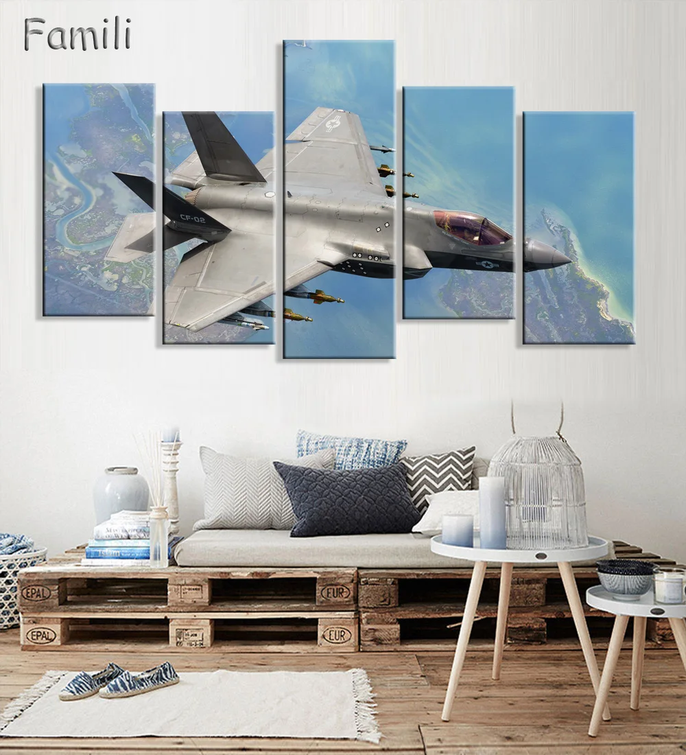 

Cuadros Painting By Numbers 5Pcs/set Modern Fighter Canvas Painting Combat Wall Picture Art For Living Room Unframed