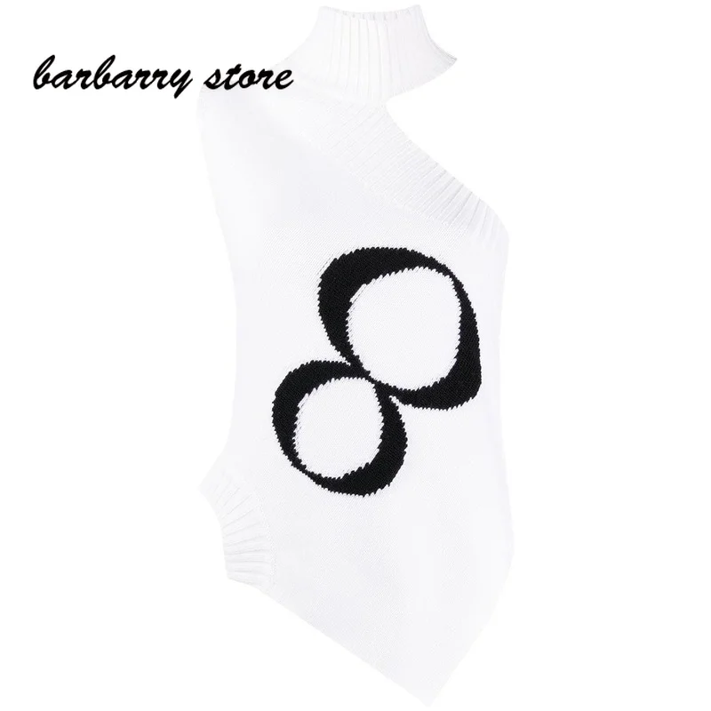 

high end Female Pullover Knitted Tank Top Women Sexy Strap Vest Sweet Woman Fashion Irregular Letter Print woman sweaters vest