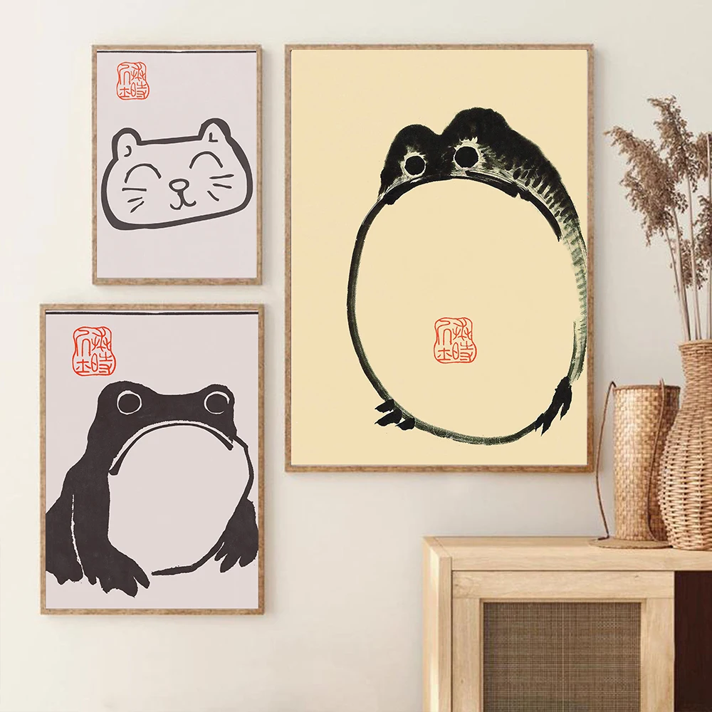 

Vintage Matsumoto Frog Cat Abstract Poster Canvas Painting Print Japanese Art Decoration Wall Pictures Living Room Home Decor