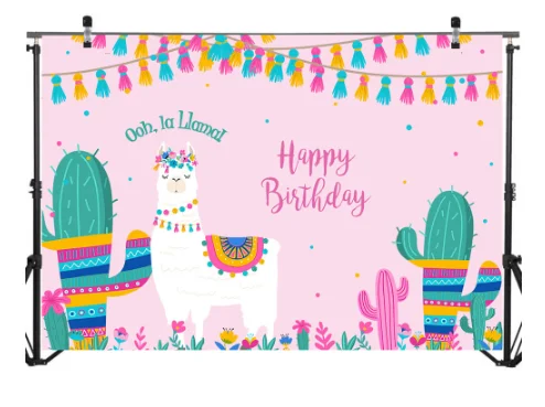 7x5FT с днем рождения ламы весело розовое платье кроя принцесса вечерние