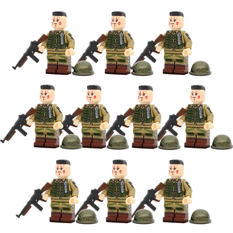 M3-10PCS Новинка WW2, армейские солдатики, фигурки, блоки, Германия, США, дивизия, шлем, аксессуары для оружия, Строительные кирпичи, игрушки для детей - Цвет: M3-10PCS