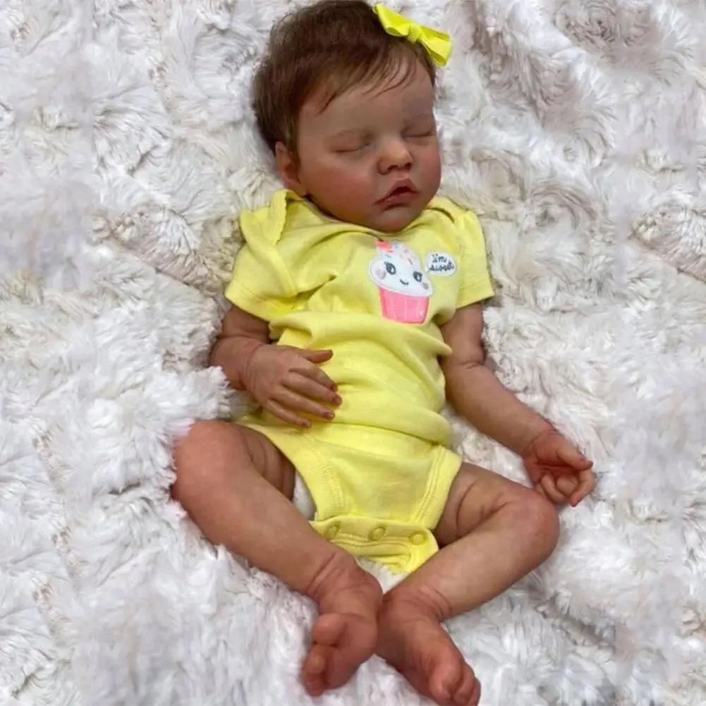 

18 дюймов, желтый комбинезон, 46 см, милая кукла-Новорожденный, полностью мягкая силиконовая, мягкая, свежий цвет, виниловый комплект для малыш...
