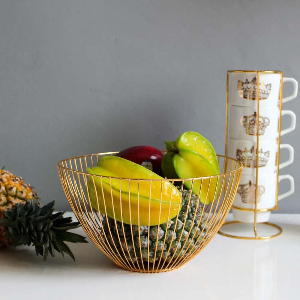 Корзина для фруктов в скандинавском стиле настольный металлический органайзер