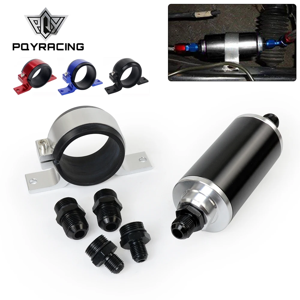 

ID:58MM Universal Fuel filter with Bracket with 2pcs AN6/AN8/AN10 adaptor fittings with 100micron steel element PQY5573+LS2511