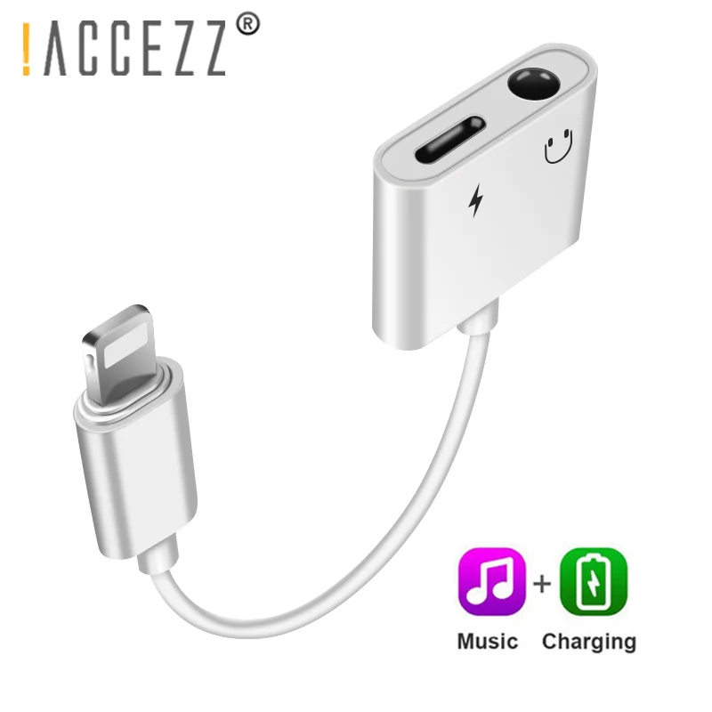 ! Адаптер ACCEZZ 2 в 1 для iPhone X 7 8 plus XS MAX сплиттер с разъемом 3 5 мм Aux-кабель