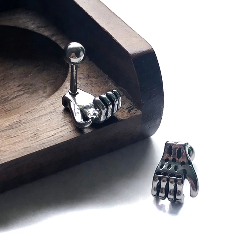 1/2 шт. 316l хирургической Сталь средний палец жест штанга для языка пирсинг кольца