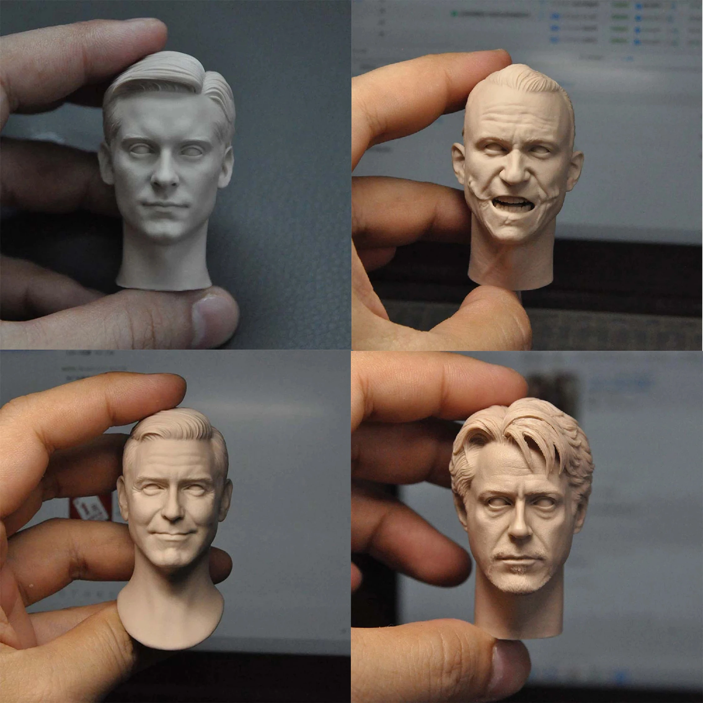 

1/6 Scale Europe and Asia Male Soldier Head Sculpt Model Carving Fit 12'' Action Figure For Collection
