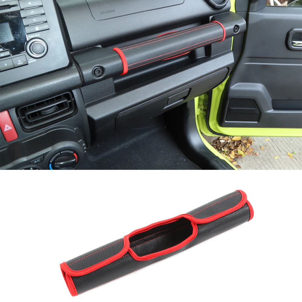 

Car Leather Handbrake Cover, Grab Handle Cover and Door Handle Cover Decoration 4pcs for Suzuki Jimny 2019-2020