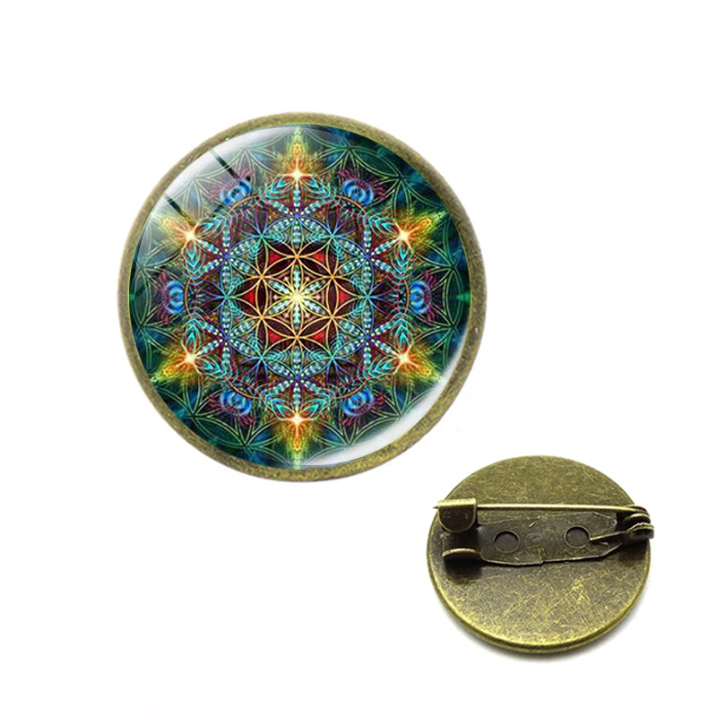 Цветок жизни брошь Ом йога Броши с изображением мандалы шпильки стеклянные