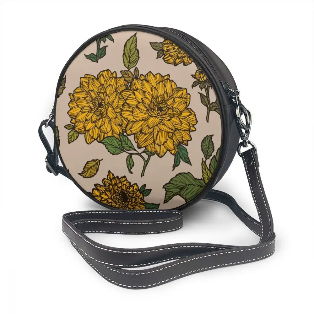 

OLN Circular Design Fashion Women Shoulder Bag Classic Floral Flowers Women's Crossbody Messenger Bags Ladies Purse