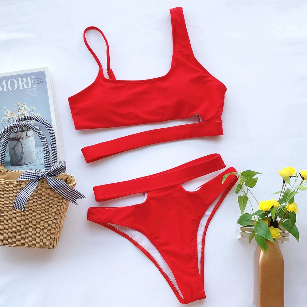 

Bikini 2020 Sexy Hollow Out Bikini Set High Waist Swimsuit Women Push Up Swimwear Female Bathing Suits Beach Wear Swimming Suit