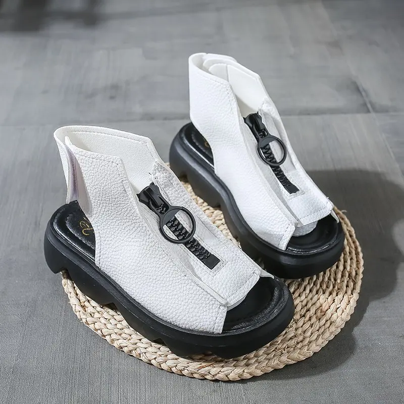 

2021Summer Women Sandals Casual Peep Toe Platform British Style Platform Shoes Sports Women's sandals Naruto Height Increasing