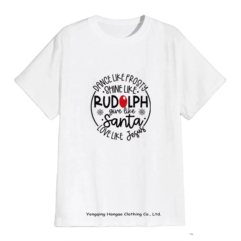 

New Fashion Vintage Oversized T Shirt Dance Like Frosty Shine Like Rudolph Give Like Santa Love Like Jesus 100% Cotton T Shirt