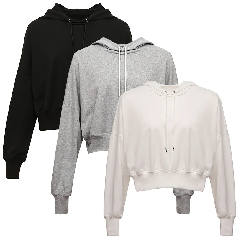 

Women's Long-sleeved Hoodies 2020 Autumn And Winter Solid Color Pullover Casual Loose Short Hoody Female Warm Sweatshirt
