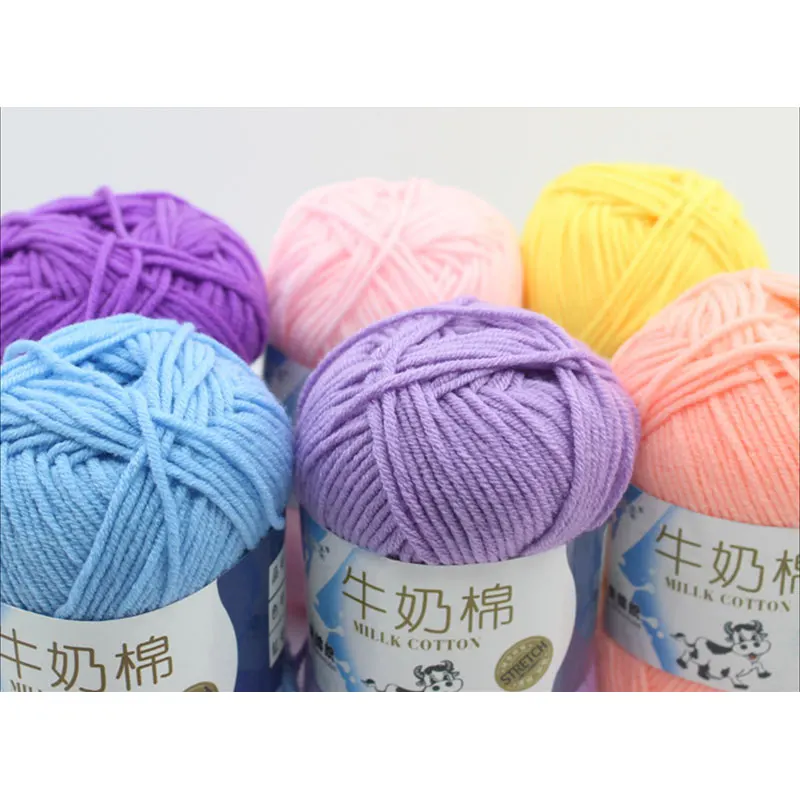 

2.5MM Milk Sweet Soft Cotton Baby Knitting Wool Yarn Thick Fiber Velvet Yarn Hand Knitting Wool Crochet Yarn for DIY Sweater
