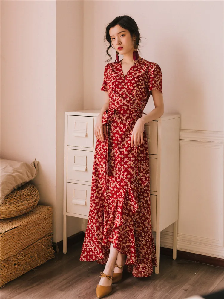 2019 летнее женское пляжное платье с цветочным принтом в стиле