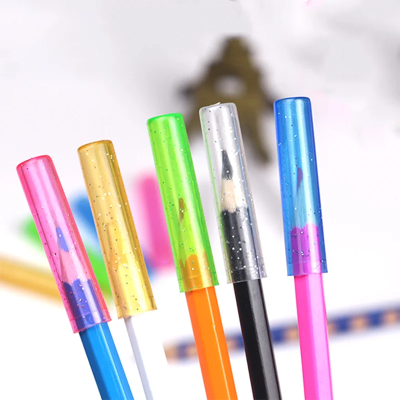 20pcs Pencil Cap Colorful Cute Plastic Protection Kawaii Stationery Extender Pen Topper school office supplies | Канцтовары для