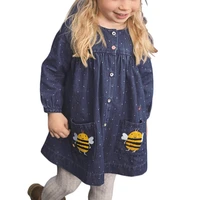 little maven frocks for girl autumn toddler clothes denim cotton unicorn rainbow sunny applique button dress for kids 2 7 years