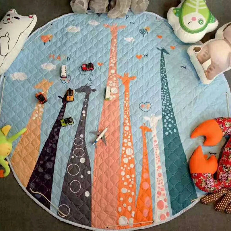 

Round Floor Mat Baby Play Mats NonSkid Crawling Carpet Blanket Kids Toys Storage Bag Room Decor Photo Props