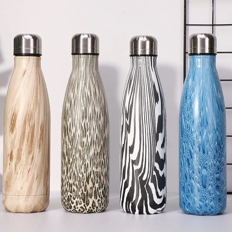 Леопардовый термос колба креативная деревянная бутылка для воды из нержавеющей