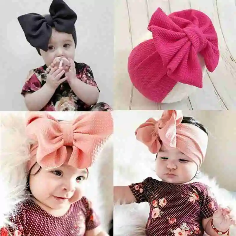 Детская эластичная повязка на голову популярная с бантом для новорожденных