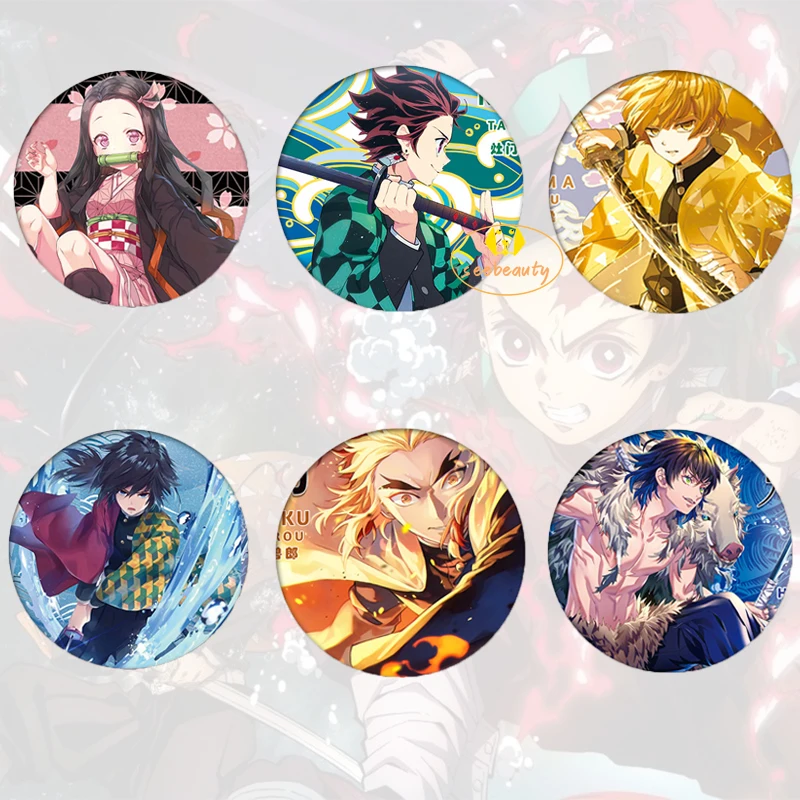 

Demon Slayer Anime Cosplay Figure Badges Kamado Nezuko Kamado Tanjirou Kimetsu No Yaiba Agatsuma Zenitsu Brooches Pins Gifts