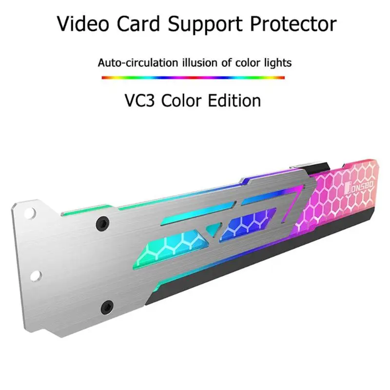 

Универсальный Цветной RGB держатель для видеокарты Jonsbo V3, 3 контакта, автоматическая светодиодная подсветка, держатель для видеокарты, горяч...