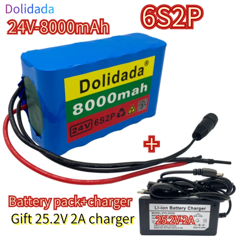 

6s2p 24V8Ah 18650 Battery Lithium Battery 25.2v 8000mAh Electric Bicycle Moped /Electric/Li ion Battery Pack with + charger