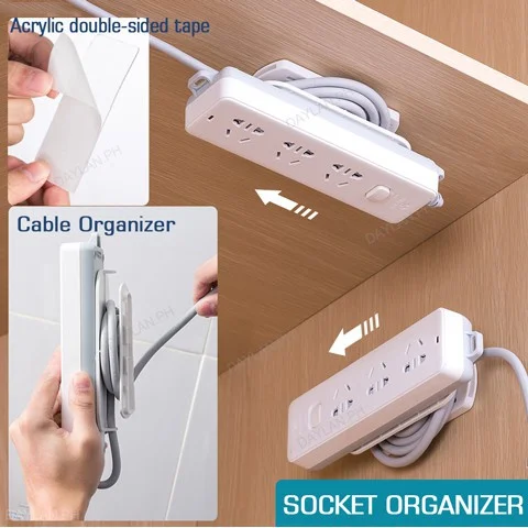 

Self-Adhesive Power Strip Holder with Cable Organizer, Wall Mount Patch Panel Socket Holder Home Organizer Remote Holder