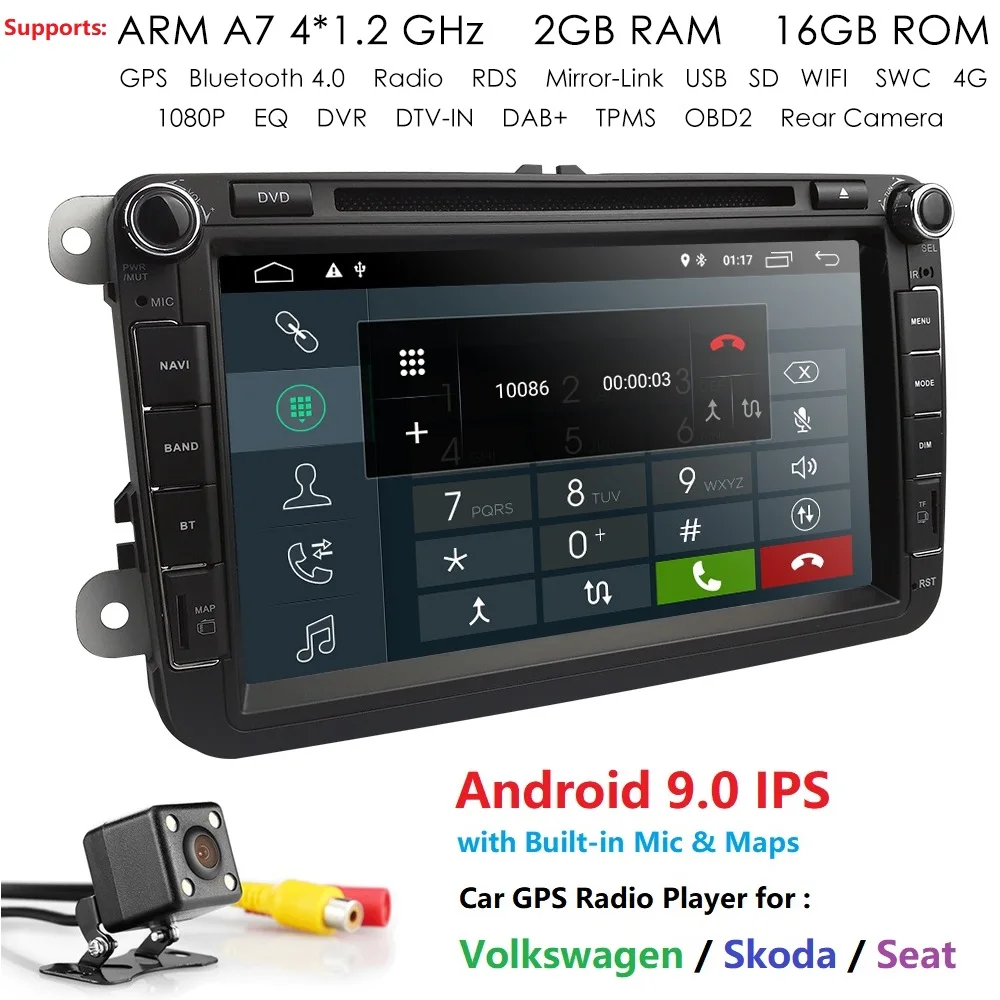 Android 9 0 автомобильный dvd плеер gps 2Din 8 дюймов для Volkswagen V W Skoda POLO PASSAT B6 CC TIGUAN GOLF 5 Fabia