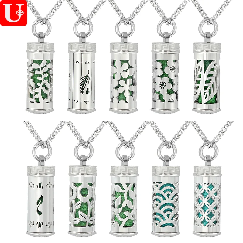 

Chain Necklaces Titanium Stainless Steel Oil Diffuser Locket Pendant Necklace Perfume Bottle Jewelry with Felt Pads