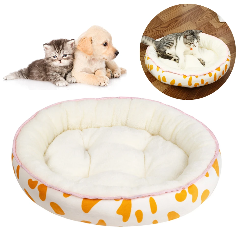 Pet Nest Easy To Clean All Year Round Use Warming Short Plush 4 Size Floppy Cushion Cats Dogs House With Detachable Cool Mat | Дом и сад