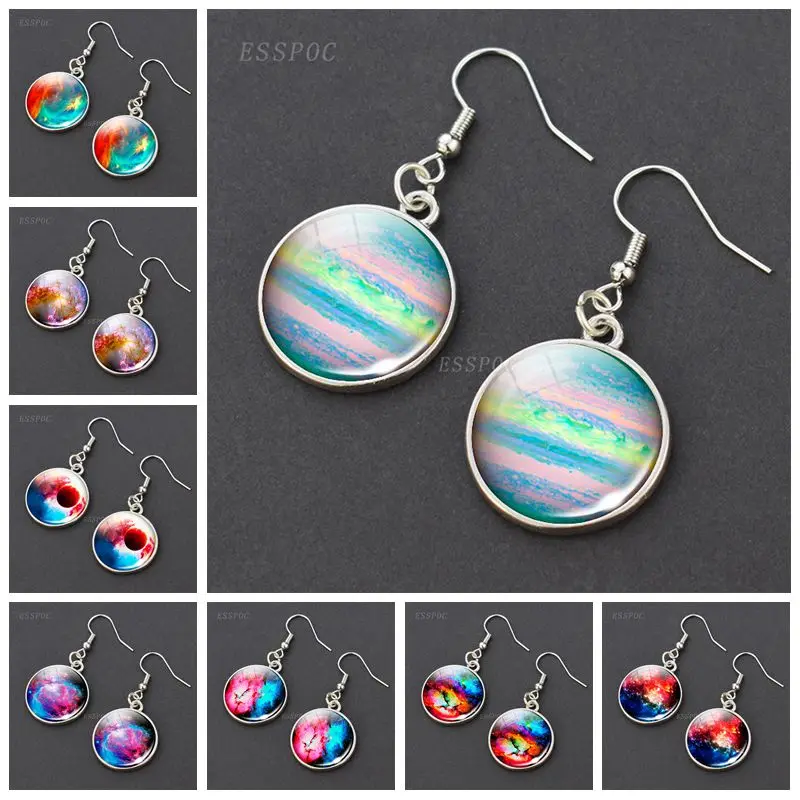Креативные висячие серьги с галактикой стеклянные кабошоны для фото Галактики