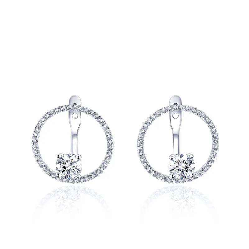 

Tianyu Gems Stud Earrings 10k White Gold Circle Shape 1.24ctw Moissanite Round Diamonds DEF Wedding Earrings Women Fine Jewelry