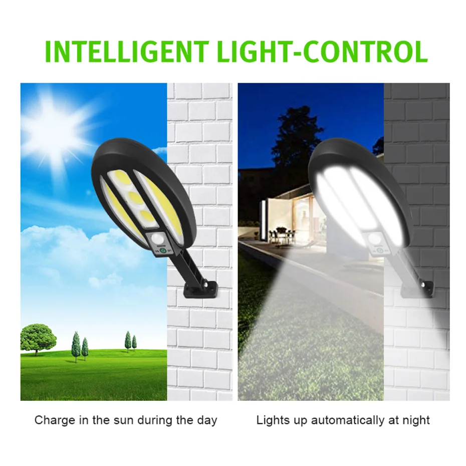 

95 96 COB LED Solar Lamp Outdoor Waterproof Solar Light PIR Motion Sensor for Garden Wall Lighting with Remote Control 3 Modes