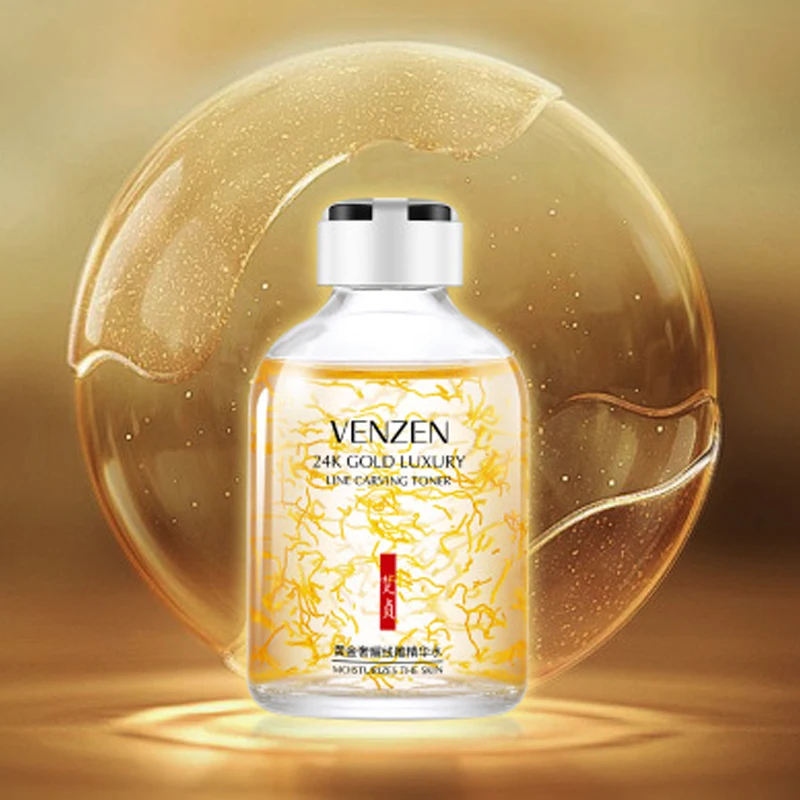 VENZEN 50 мл 24K Золотая линия резьба Роскошная эссенция увлажняющий уход за кожей с сывороткой продукты
