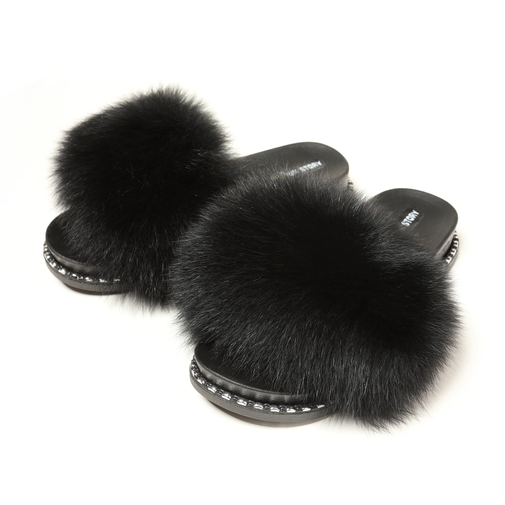 Женские шлепанцы из лисьего меха летние меховые FS19S03 | Обувь