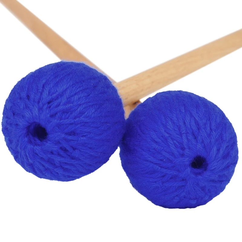 

1 Pair Blue Intermediate Marimba Mallet Maple Handle Wool Hammer